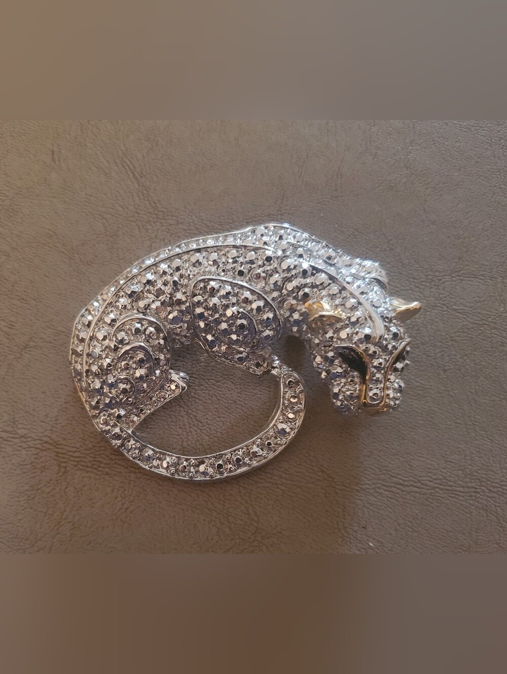 Silver Crystal Panther Brooch - Sparkling Animal Pin